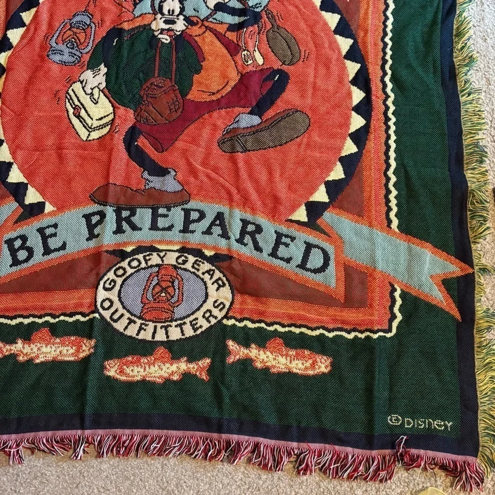 90s Disney tapestry Throw Blanket Goofy Gear Outfitters Beacon Rare USA 50x52